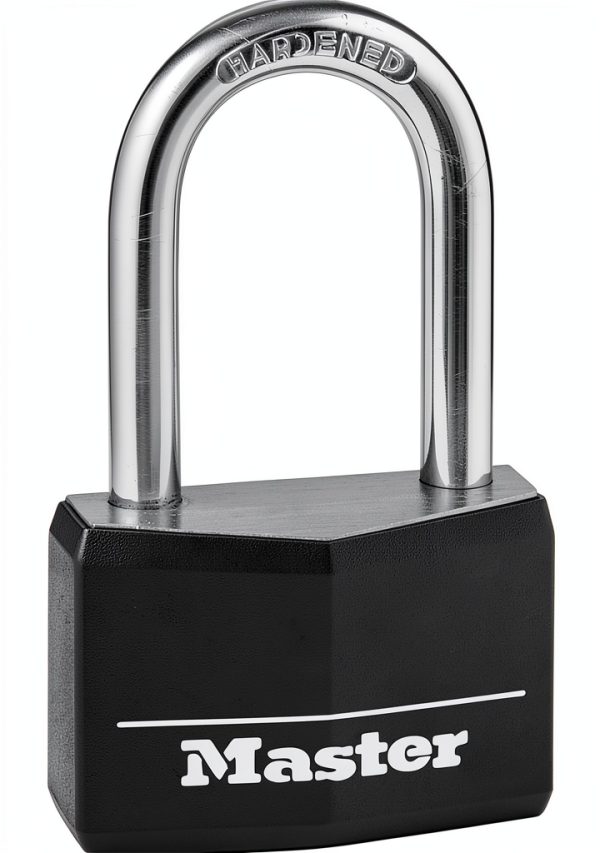 Master Lock Black Covered Aluminum Padlock with Long Shackle 141DLF-0