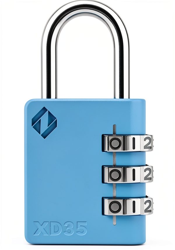 Combination Lock Zarker XD35 3‑Digit Padlock Blue 1‑Pack-0