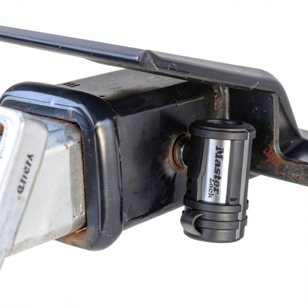 Master Lock Receiver Lock, 1/2 in. and 5/8 in. Swivel Head, Weather Resistant Trailer Coupler Locking Hitch Pin with Keys for Protecting Trailers, RVs, 2866DAT-5
