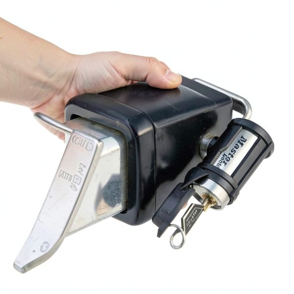 Master Lock Receiver Lock, 1/2 in. and 5/8 in. Swivel Head, Weather Resistant Trailer Coupler Locking Hitch Pin with Keys for Protecting Trailers, RVs, 2866DAT-4