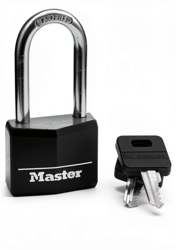 Master Lock Black Covered Aluminum Padlock with Long Shackle 141DLF-3