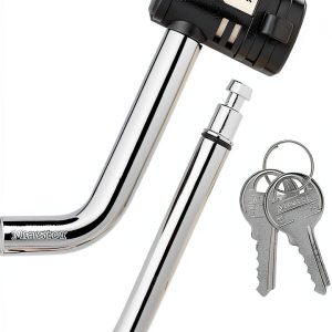 Master Lock Receiver Lock, 1/2 in. and 5/8 in. Swivel Head, Weather Resistant Trailer Coupler Locking Hitch Pin with Keys for Protecting Trailers, RVs, 2866DAT-0